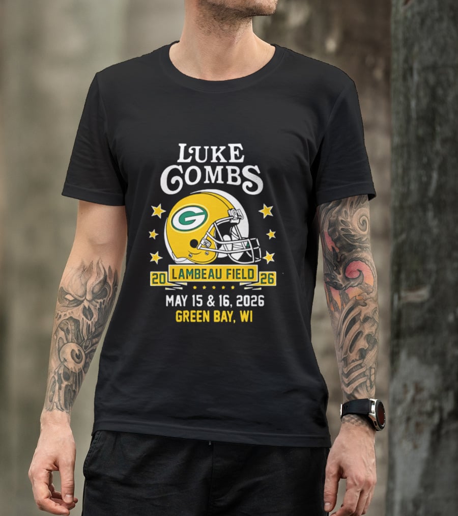 Luke Combs Green Bay Packers Tour 2026 Lambeau Field May 15 16 Green Bay WI T-Shirt
