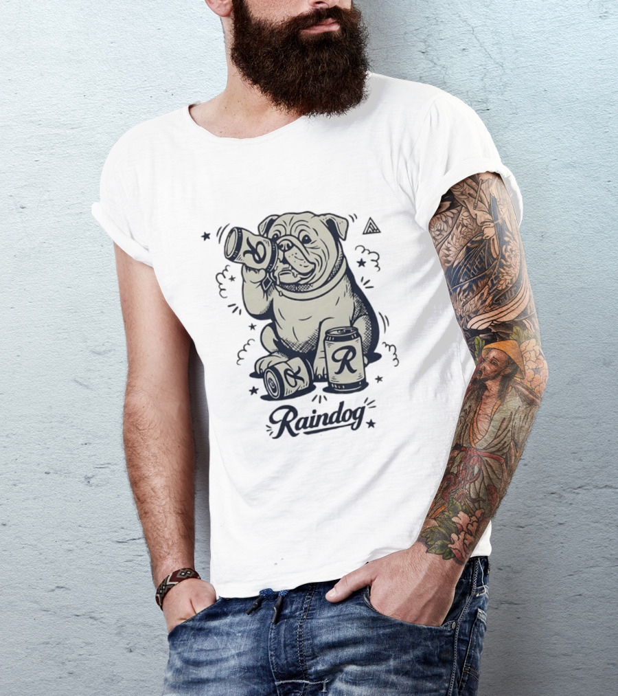 Raindog Bulldog Drinking R Can T-Shirt
