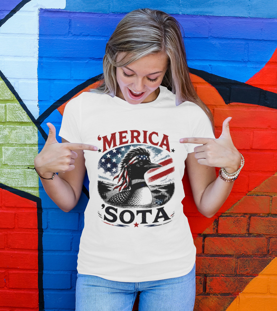 Merica 'Sota Loon Stars Stripes American Flag T-Shirt