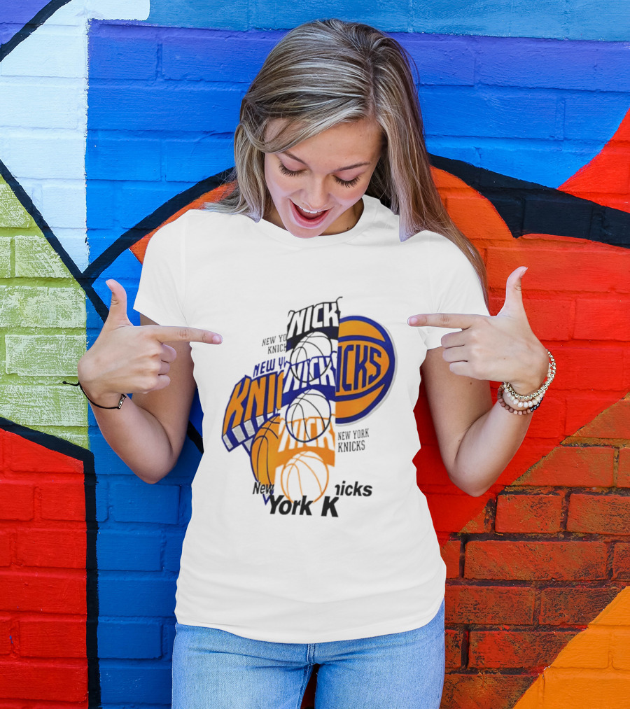 New York Knicks Basketball Collage Fragmented T-Shirt