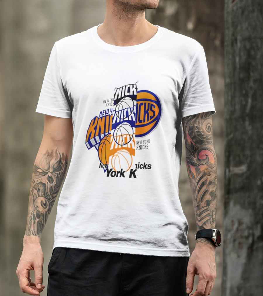 New York Knicks Basketball Collage Fragmented T-Shirt