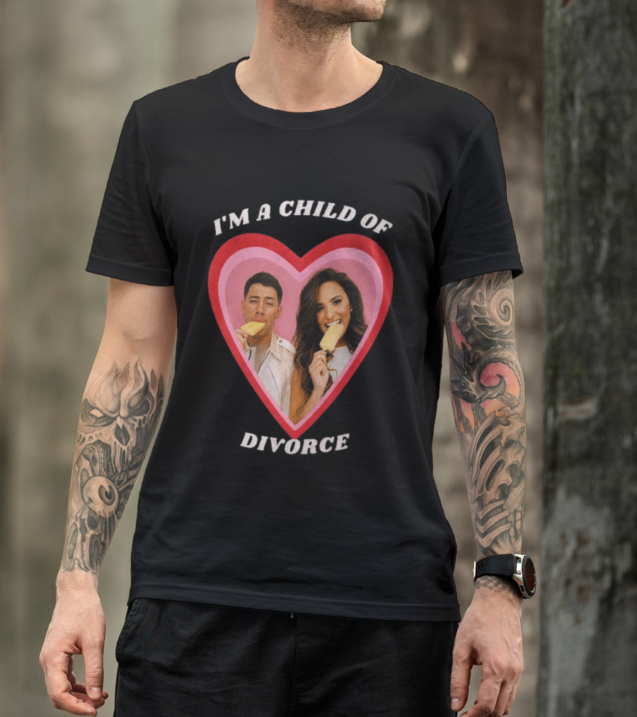 I'm A Child Of Divorce Nick Jonas Demi Lovato Heart Popsicle Image T-Shirt