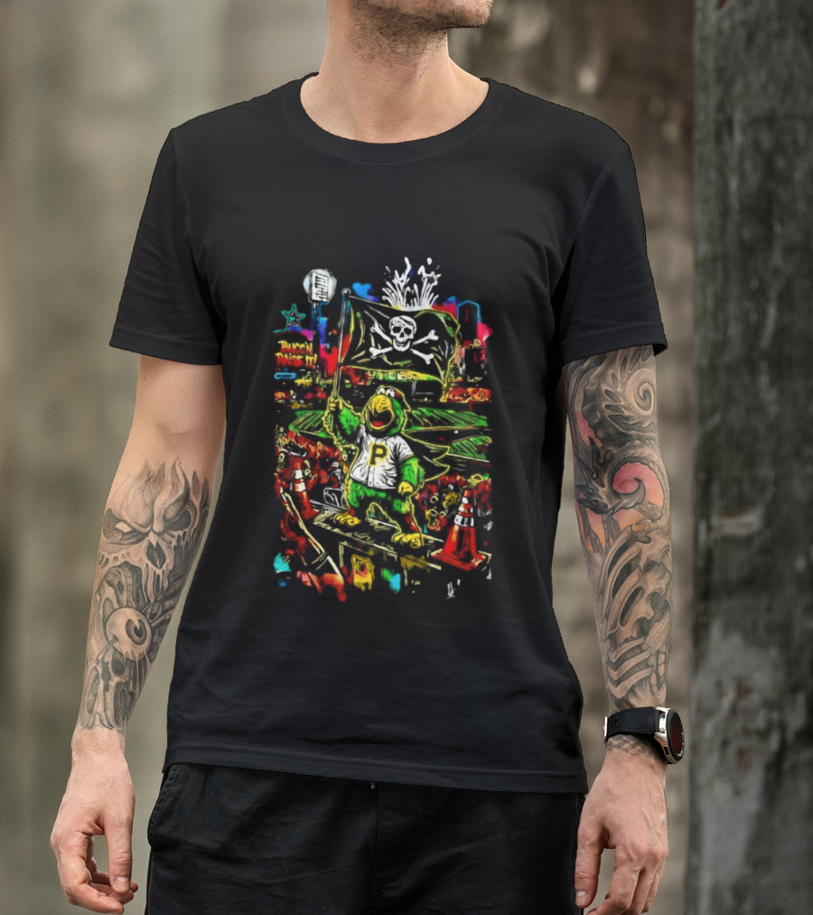 Pirate Parrot Pittsburgh Pirates Bucc'n Raise It Skull Flag T-Shirt