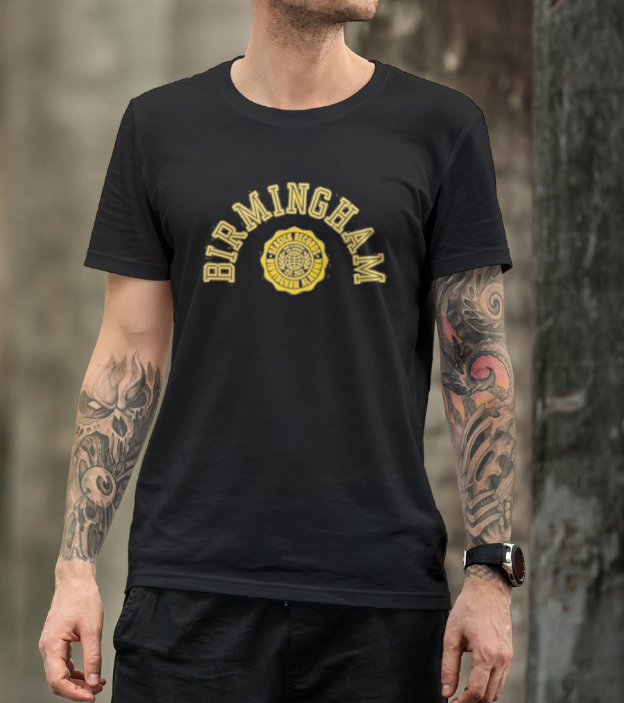 Birmingham Seasick Records Circular Badge Yellow T-Shirt