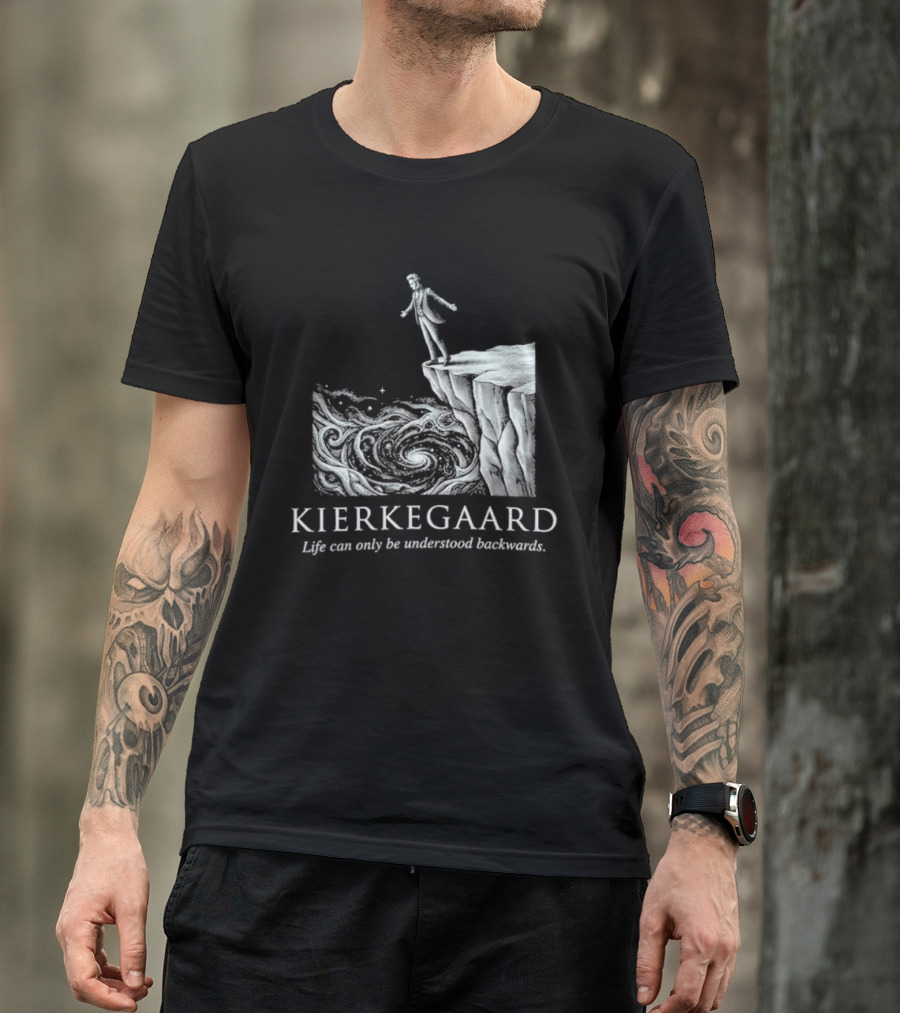 Kierkegaard Life Can Only Be Understood Backwards Cliff Edge T-Shirt