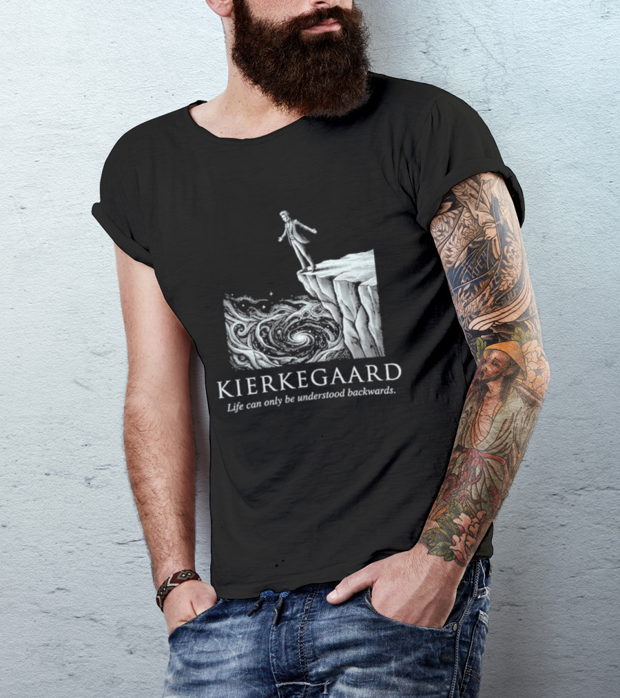 Kierkegaard Life Can Only Be Understood Backwards Cliff Edge T-Shirt