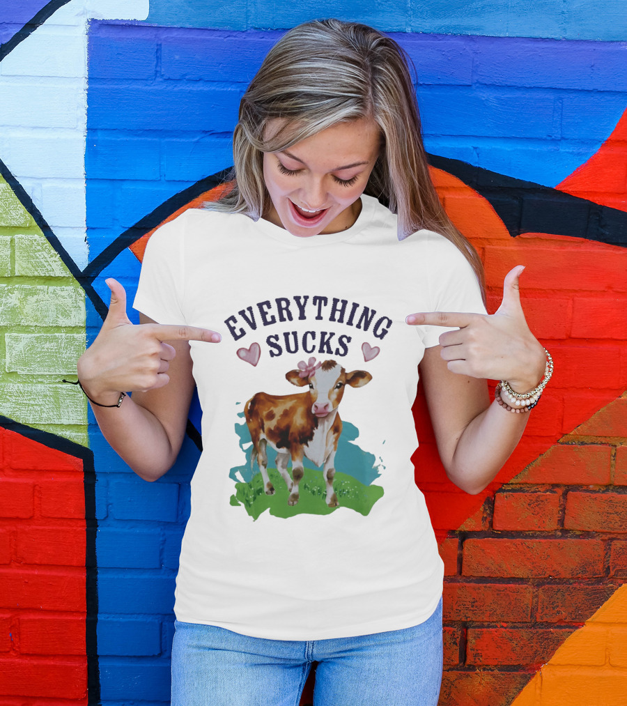 Everything Sucks Cow With Hearts T-Shirt