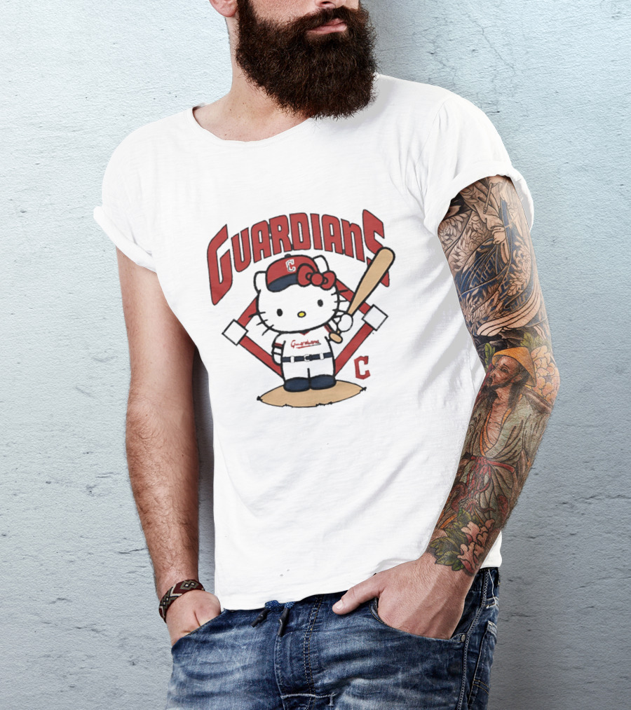 Hello Kitty Cleveland Guardians MLB 2026 Cartoon Collaboration T-Shirt
