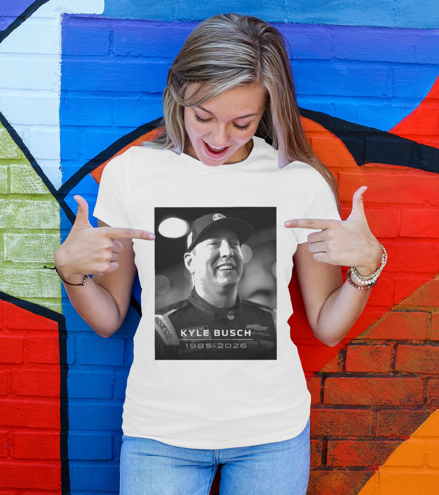 Kyle Busch 1985 2026 Racing Tribute Black And White T-Shirt