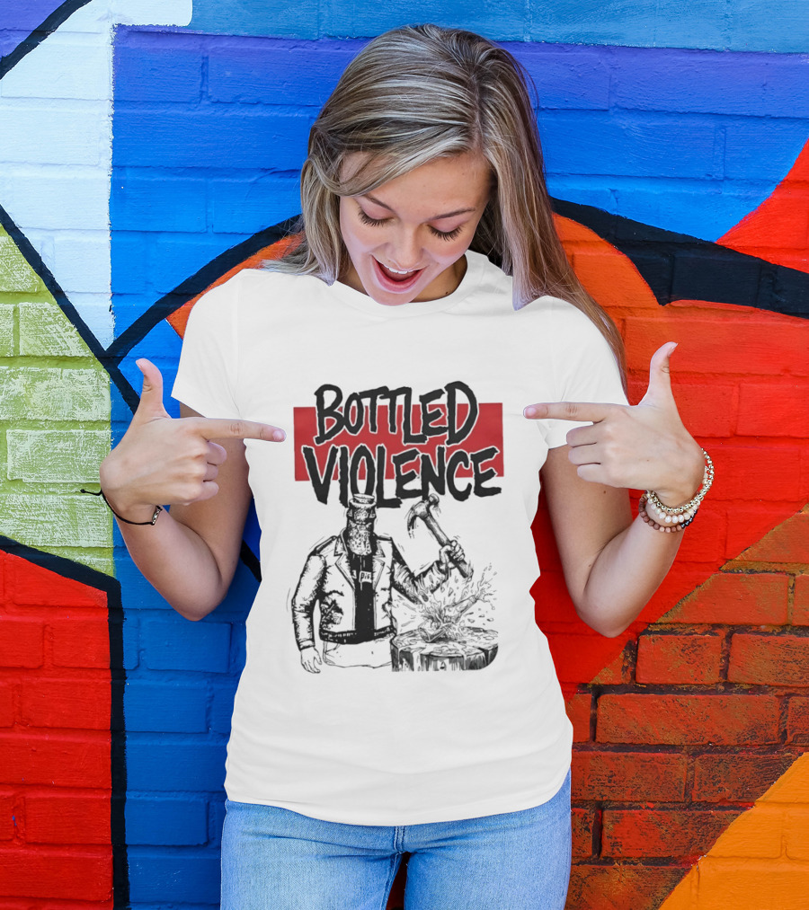 Bottled Violence Character With Hammer And Red T-Shirt