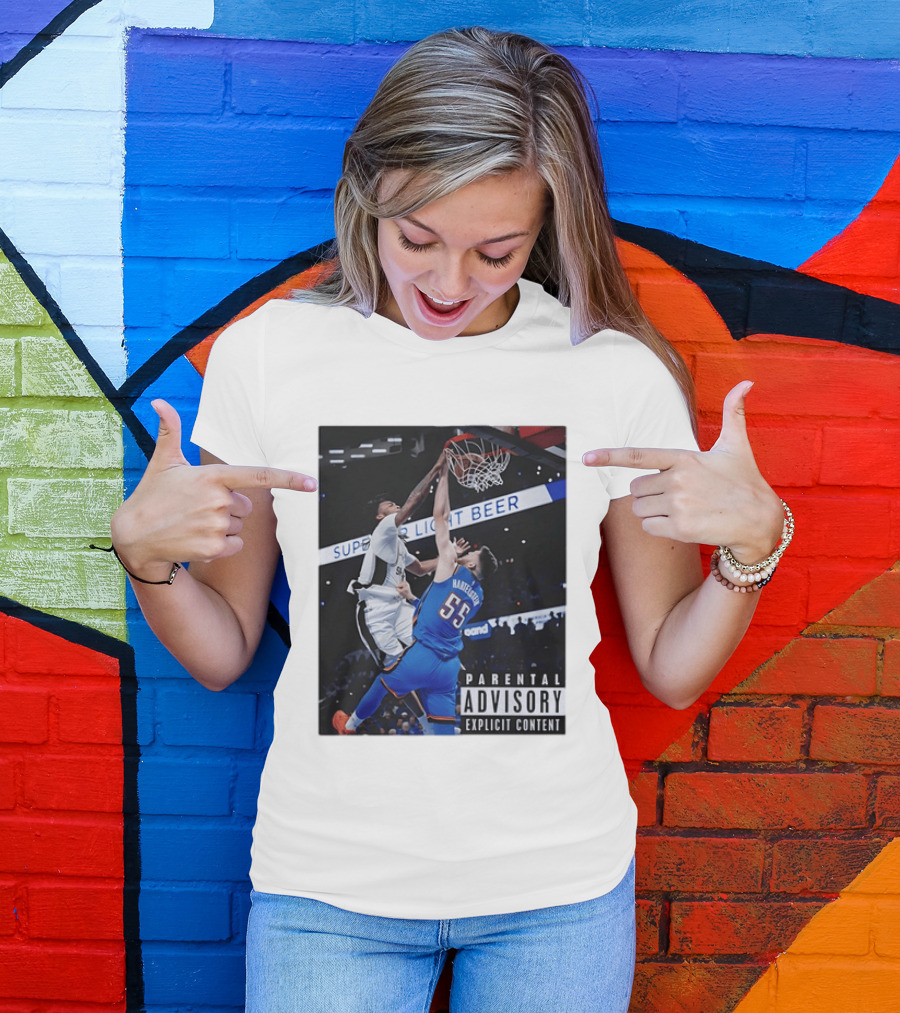 Parental Advisory Explicit Content Dunk Contest New York Knicks Mitchell Robinson Basketball Photo T-Shirt