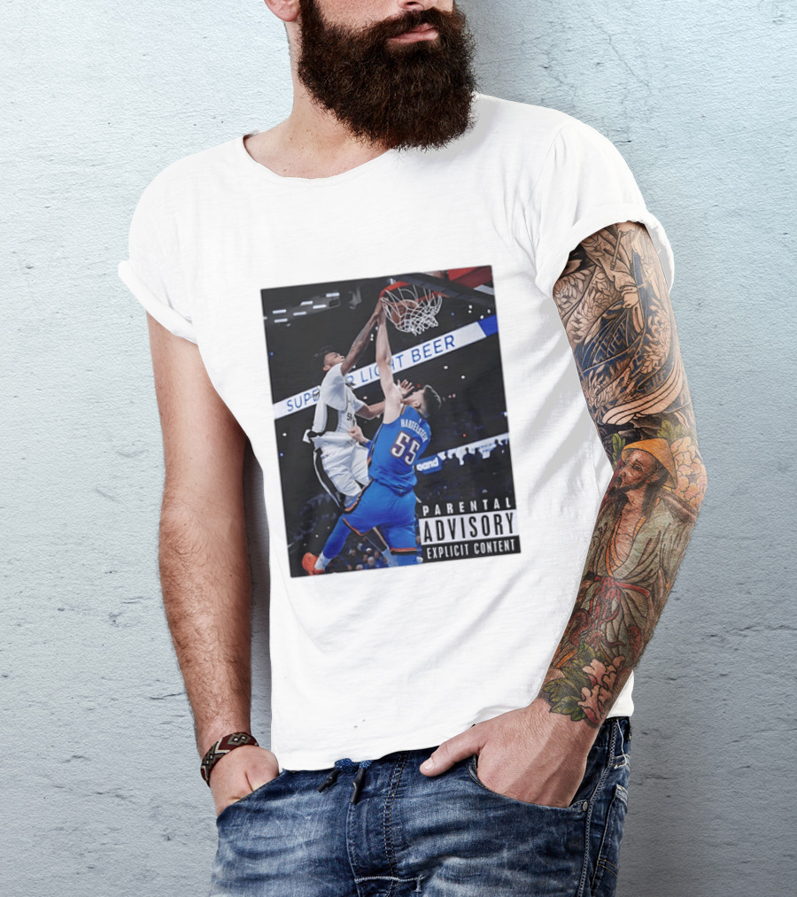 Parental Advisory Explicit Content Dunk Contest New York Knicks Mitchell Robinson Basketball Photo T-Shirt