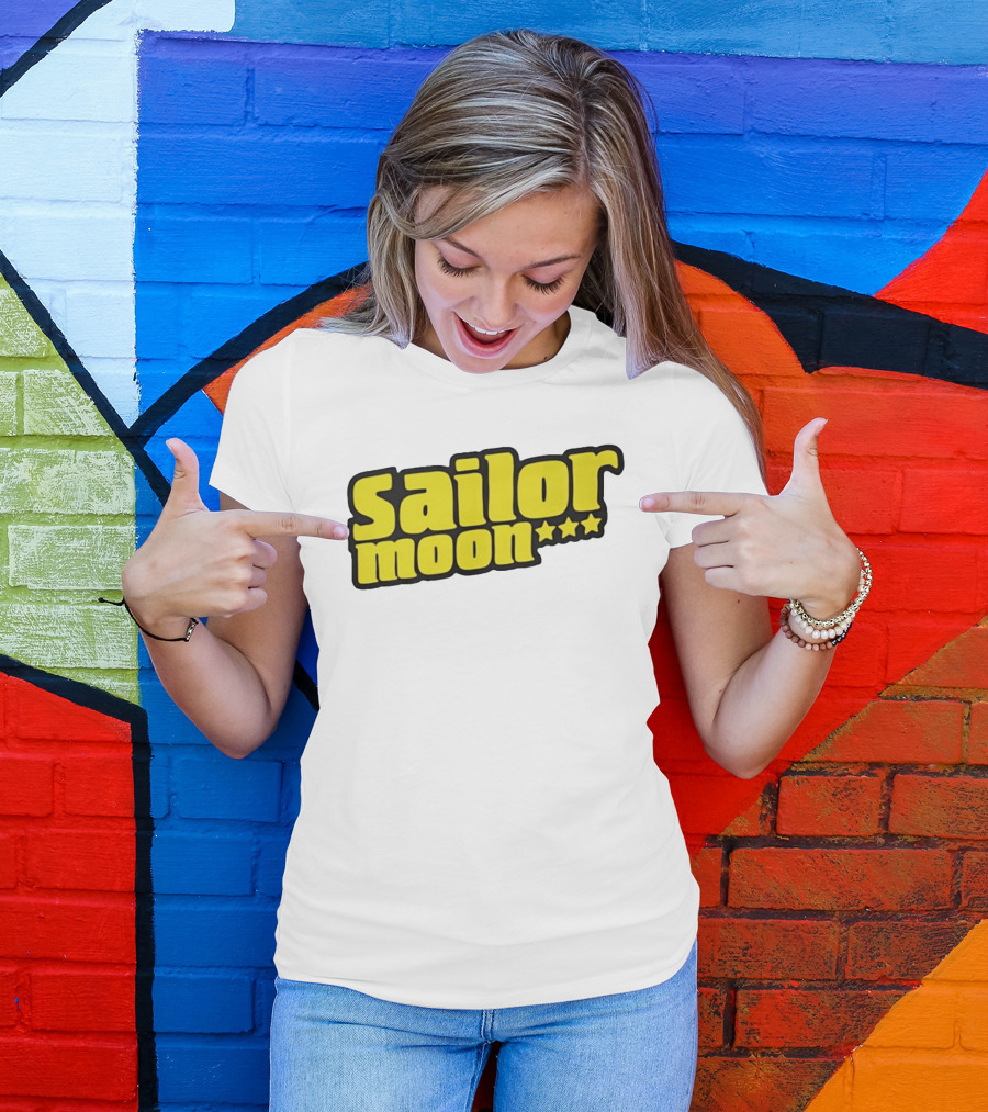 Sailor Moon Yellow Text With Stars T-Shirt