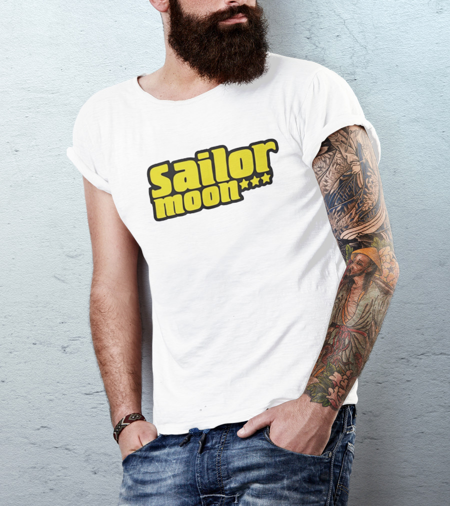 Sailor Moon Yellow Text With Stars T-Shirt