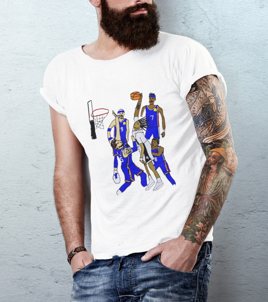 Stephon Castle Dunk Basketball Blue Team Number 4 Drawing T-Shirt