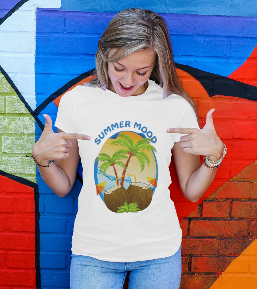 Summer Mood Tropical Palm And Coconut Drink Fiesta T-Shirt