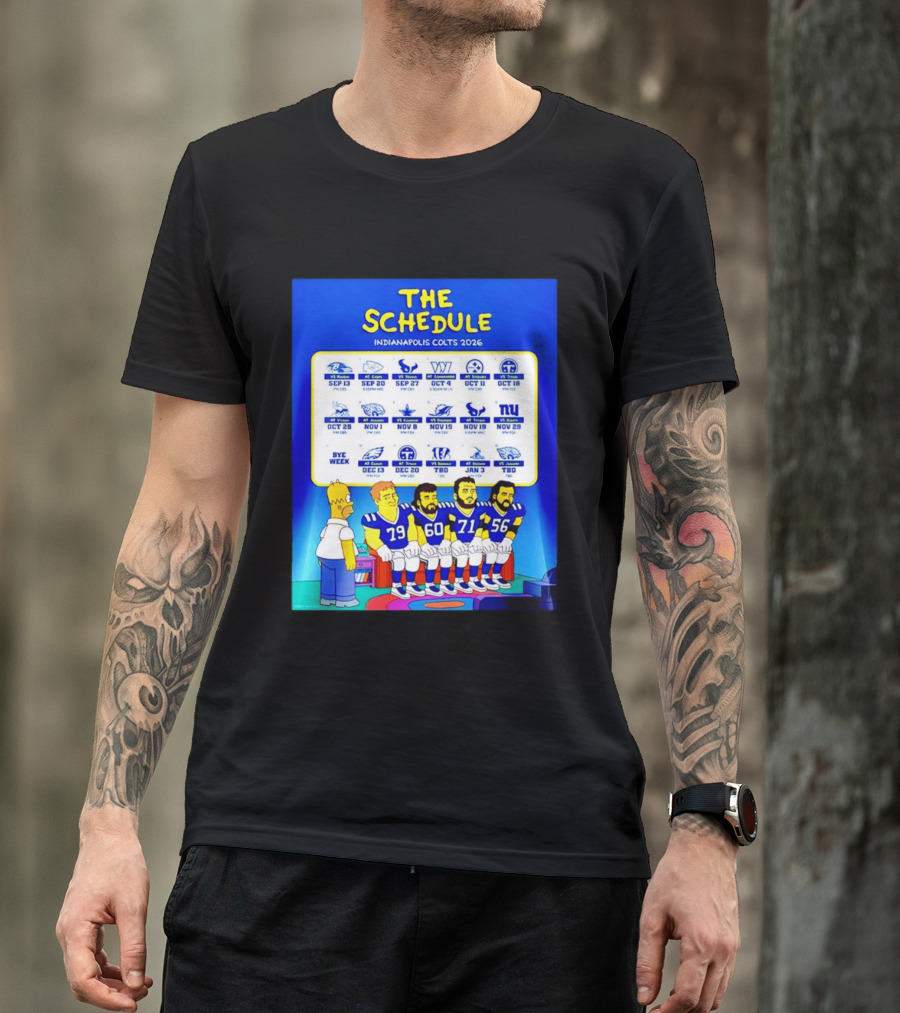 The Schedule Indianapolis Colts 2026 Simpsons Characters NFL Teams Matchups T-Shirt