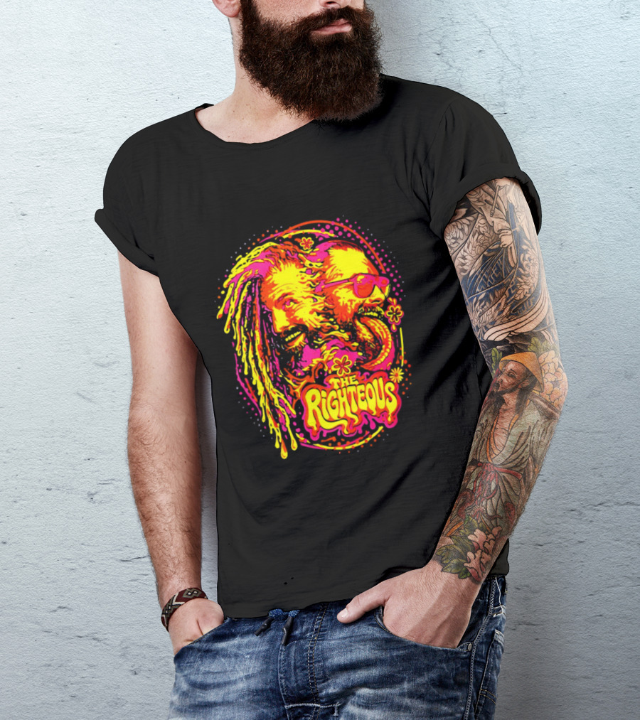 TNA Wrestling The Righteous Psychedelic Tie Dye Art With Sunglasses And Flowers T-Shirt