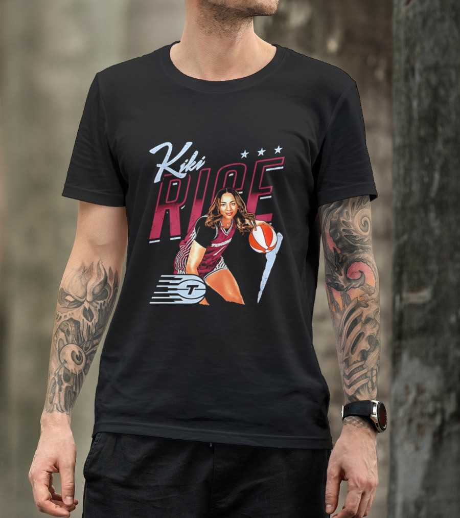 Kiki Rice Toronto Tempo Player Three Stars Basketball Pose T-Shirt