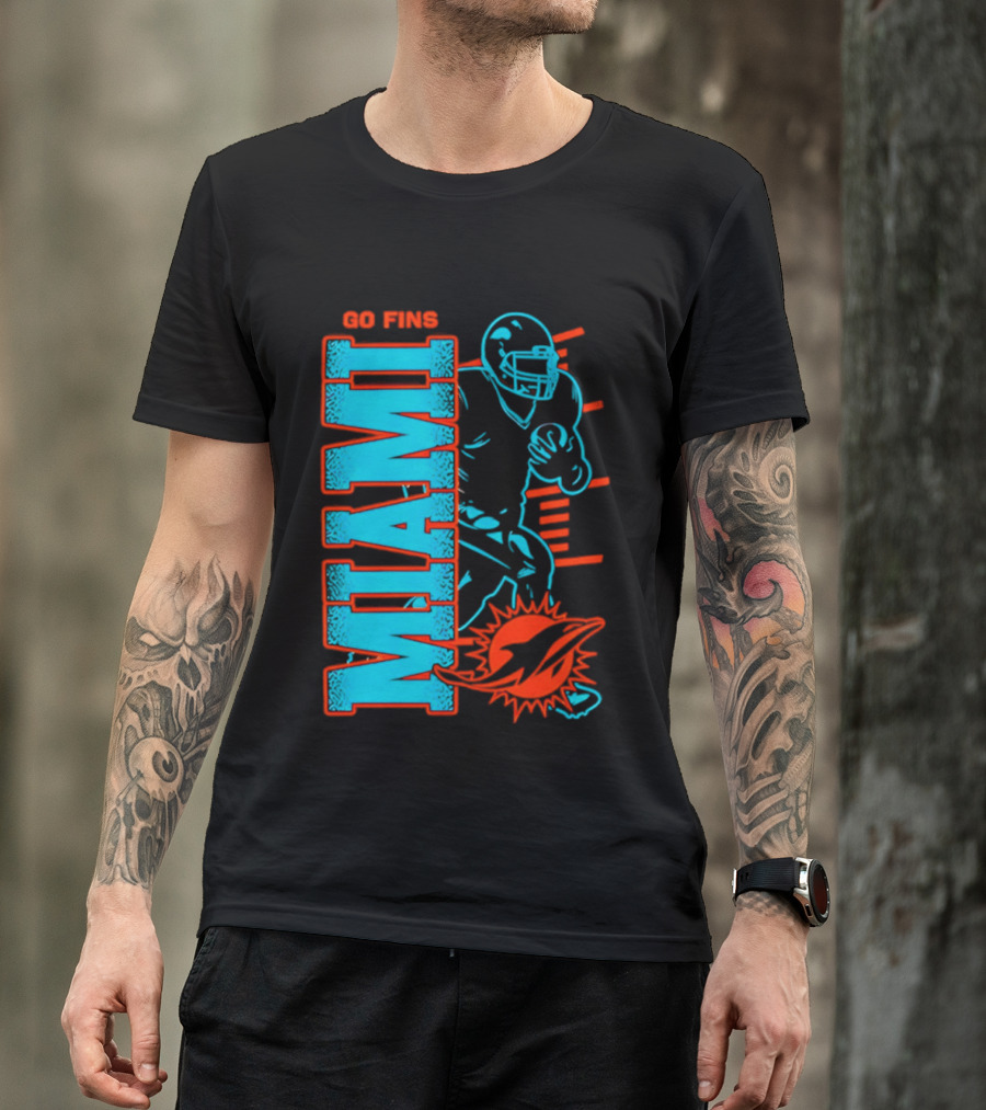 Miami Dolphins Go Fins Football Player T-Shirt