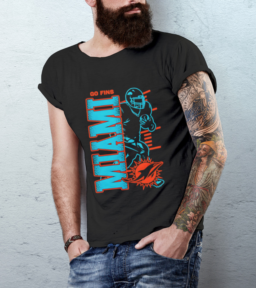 Miami Dolphins Go Fins Football Player T-Shirt