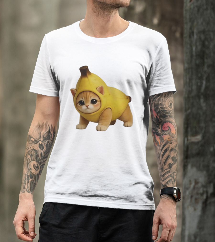 Banana Kitty Cute Cat In Fruit Costume T-Shirt