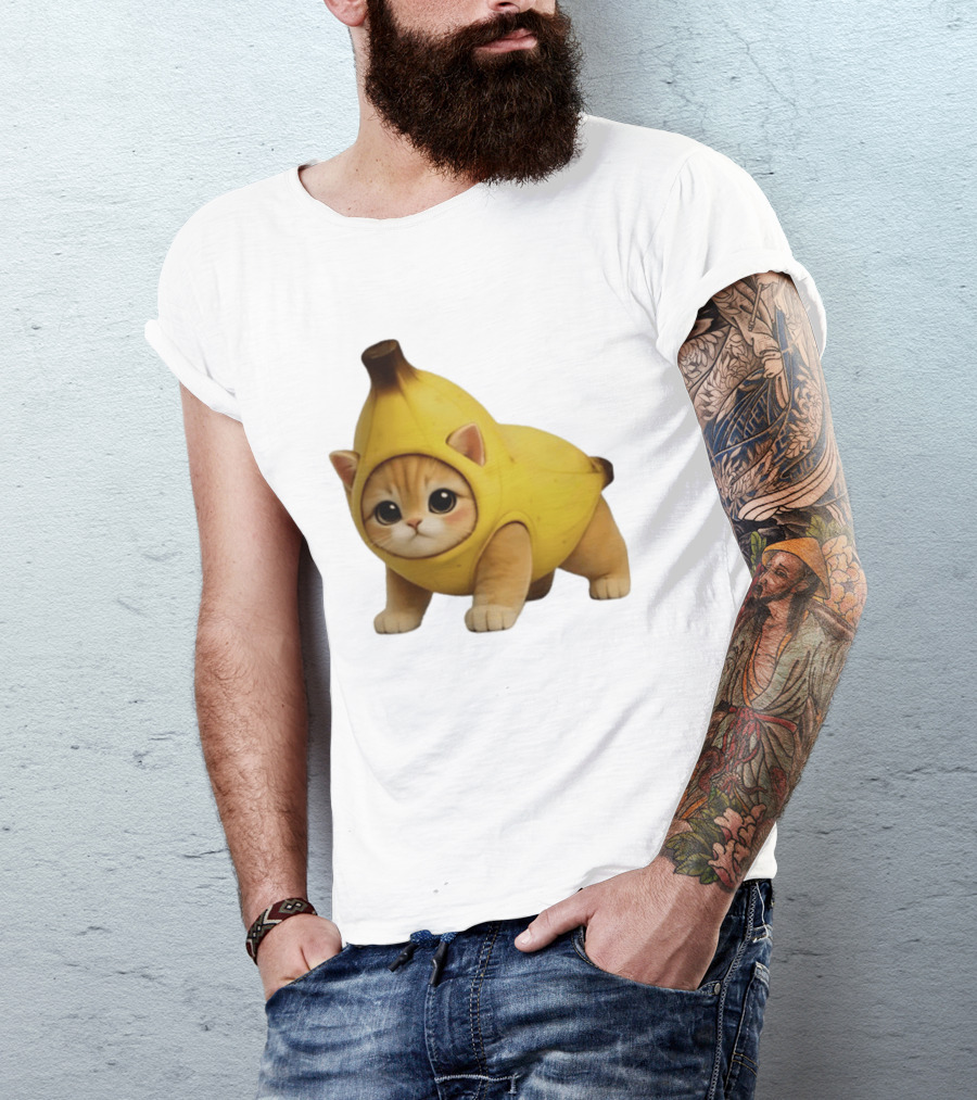 Banana Kitty Cute Cat In Fruit Costume T-Shirt