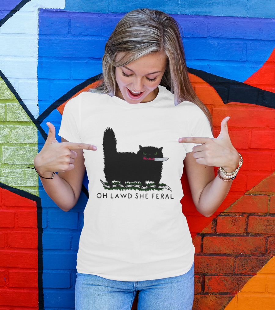 Oh Lawd She Feral Cat Knife Snake T-Shirt