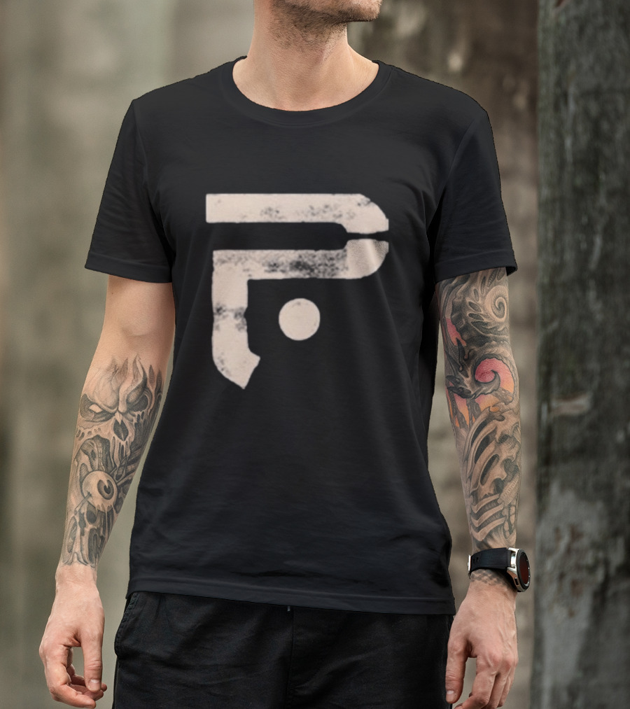 A Pale White Dot Abstract Symbol With Textured Circular Motif T-Shirt