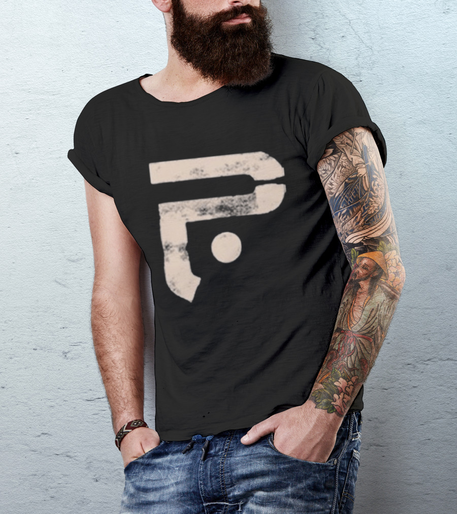 A Pale White Dot Abstract Symbol With Textured Circular Motif T-Shirt