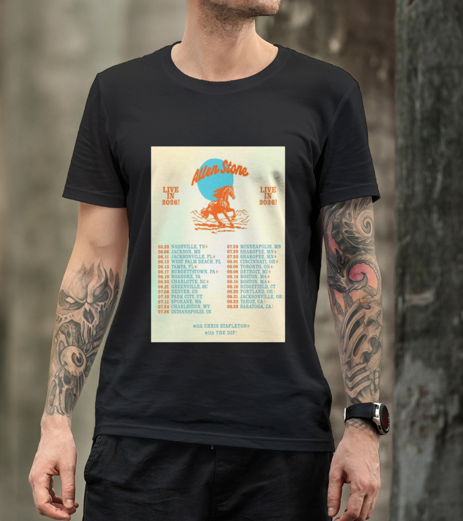 Allen Stone Live In 2026 Tour Dates With Chris Stapleton And The Dip T-Shirt
