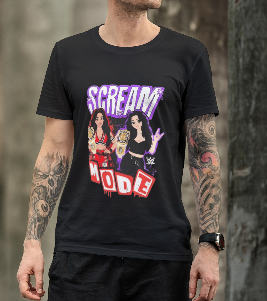 Scream Mode Paige Vs Brie Bella Cartoon WWE Champions T-Shirt
