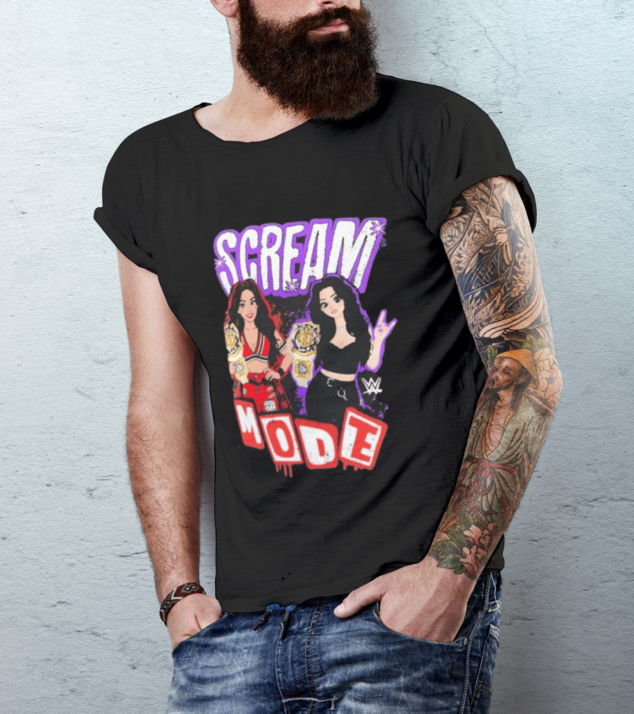 Scream Mode Paige Vs Brie Bella Cartoon WWE Champions T-Shirt