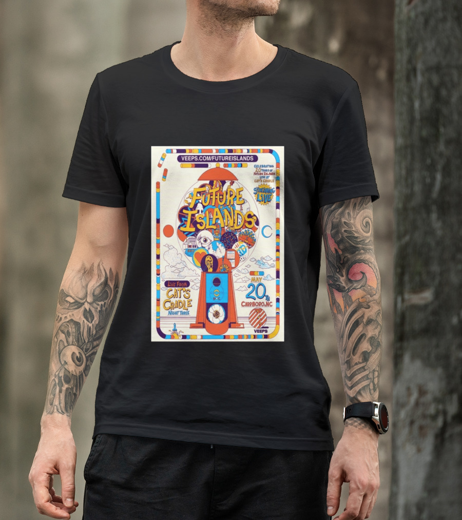 Future Islands Live At Cat's Cradle Carrboro NC May 20 Celebrating 20 Years Streaming Veeps T-Shirt