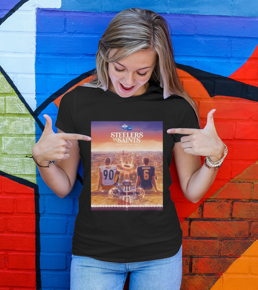 Steelers Vs Saints Paris Game Dimanche 25 Octobre 2026 Watt Shough T-Shirt