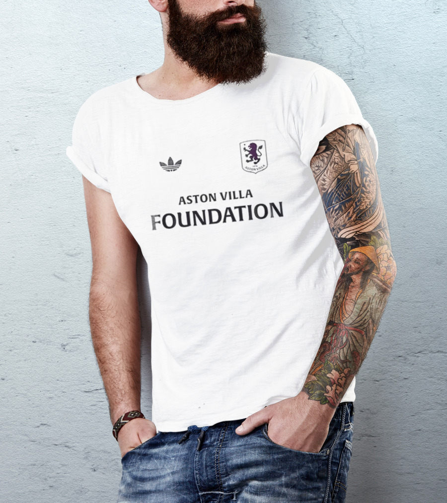 Aston Villa Foundation Adidas Collaboration With Crest And UEL Winners Name And Number T-Shirt