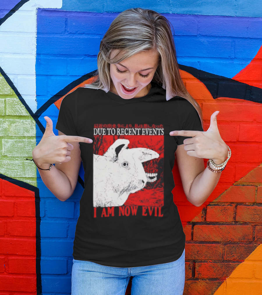 Rabbit Due To Recent Events I Am Now Evil Creepy Red T-Shirt
