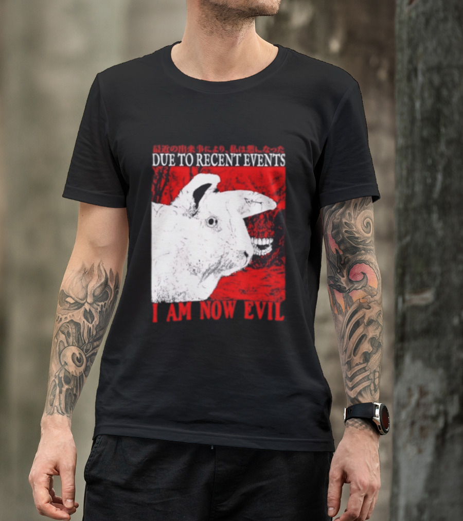Rabbit Due To Recent Events I Am Now Evil Creepy Red T-Shirt