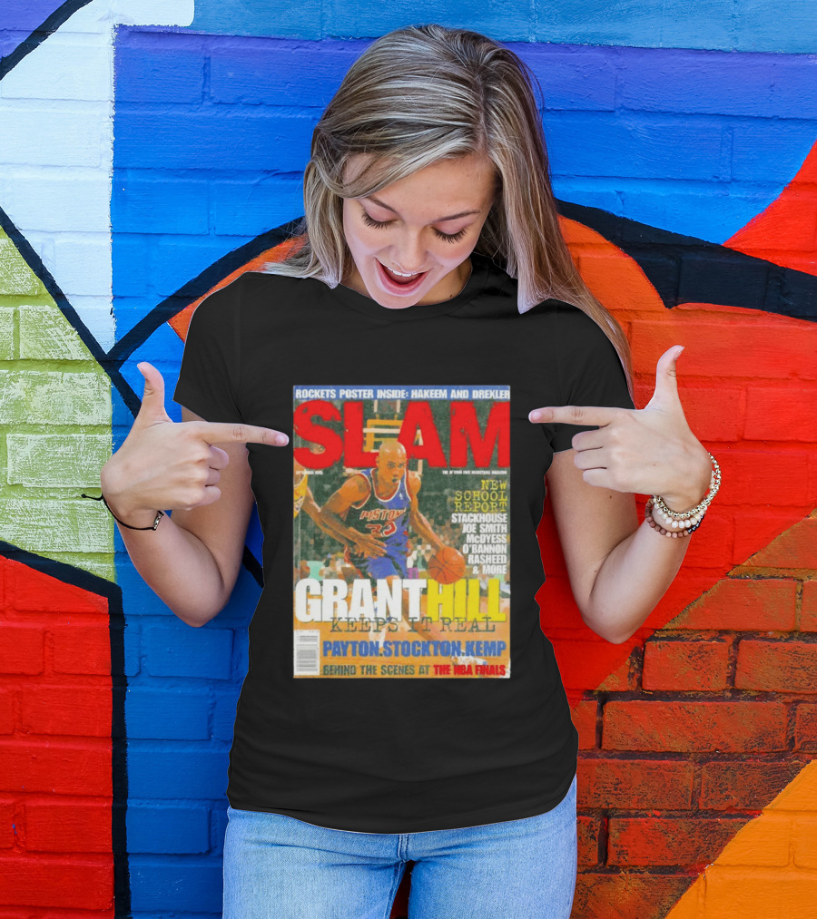 SLAM Granthill Keeps It Real Payton Stockton Kemp Pistons Basketball NBA Finals Hakeem Drexler T-Shirt