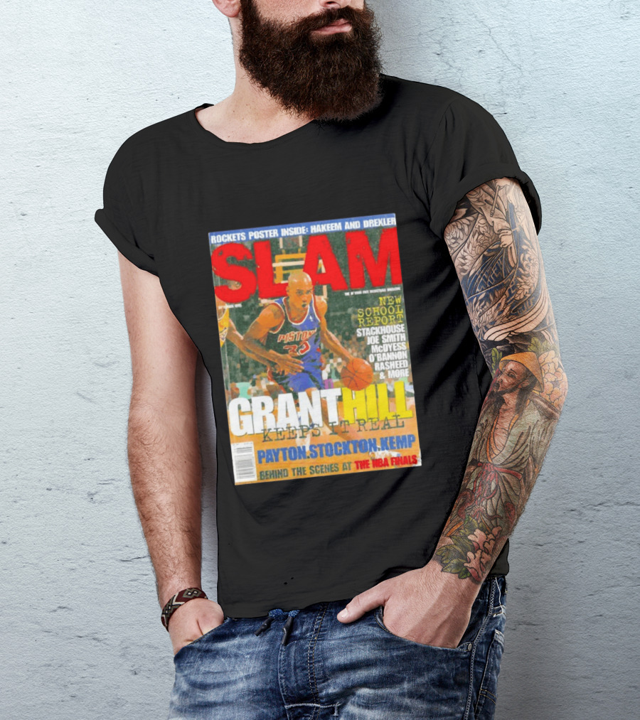 SLAM Granthill Keeps It Real Payton Stockton Kemp Pistons Basketball NBA Finals Hakeem Drexler T-Shirt