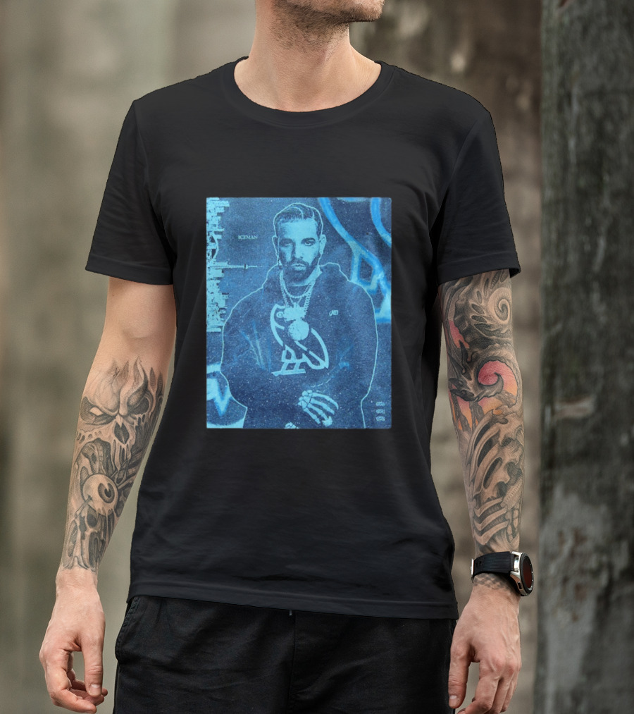 ICEMAN Owl Graphic Drake Blue Portrait With City Skyline T-Shirt