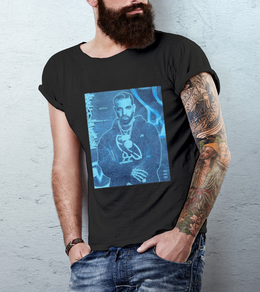 ICEMAN Owl Graphic Drake Blue Portrait With City Skyline T-Shirt