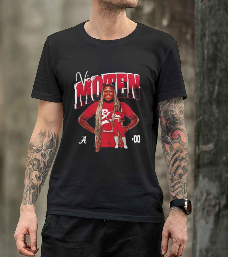 Vic Moten 00 Alabama Crimson Tide Softball Red Uniform Player Pose T-Shirt