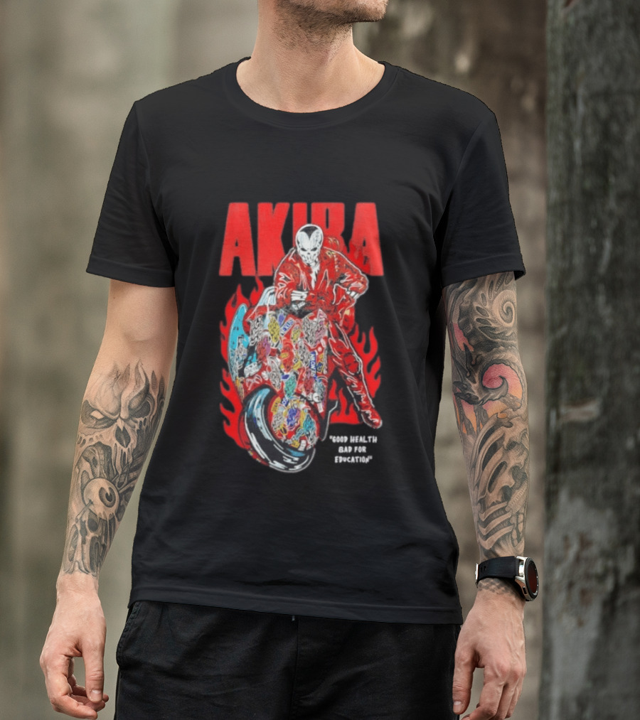Akira Good For Health Bad For Education Iconic Motorcycle T-Shirt