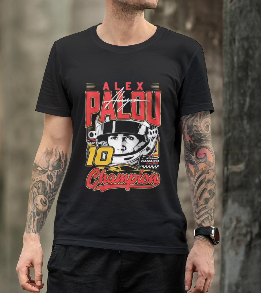 Alex Palou Autograph 10 Champion Racing Helmets T-Shirt