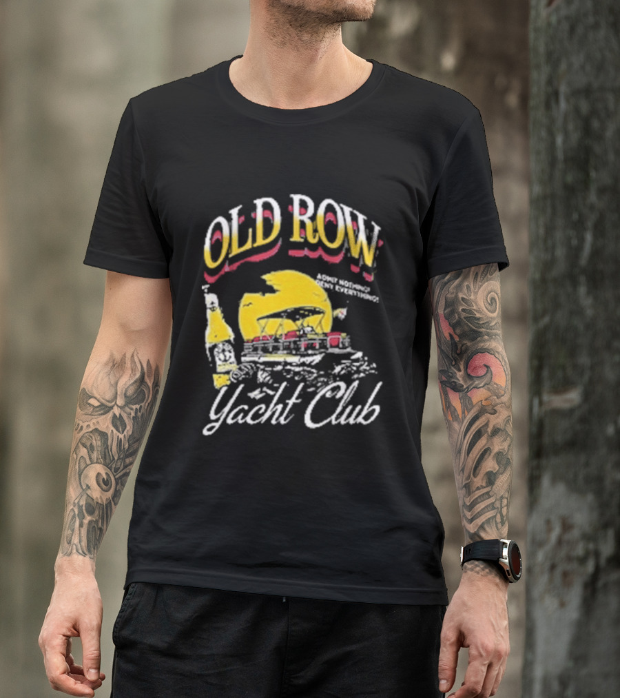 Old Row Yacht Club Retro Nautical Theme With Sailboat And Sunset T-Shirt