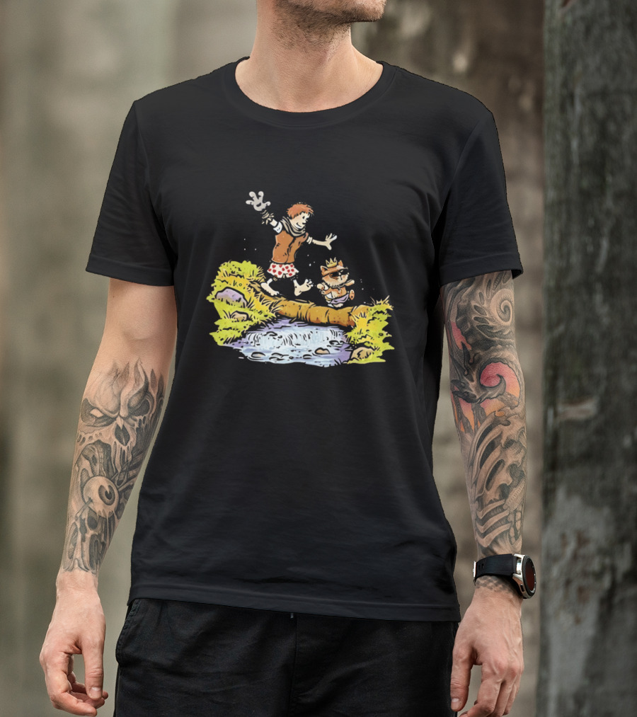 Princess Donut Calvin And Hobbes Comic Adventure Carl Crossing Log T-Shirt