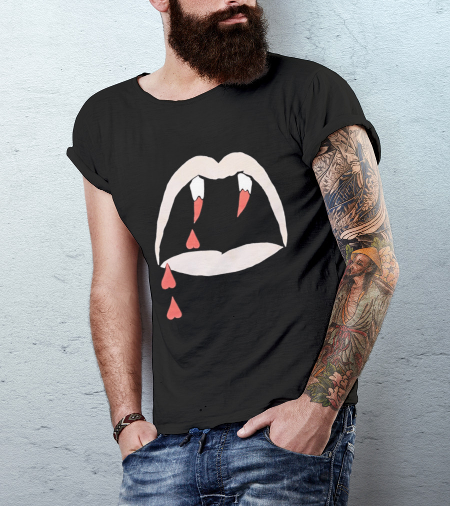 Saint Laurent AW14 Bloodluster Vampire Teeth And Blood Drops T-Shirt