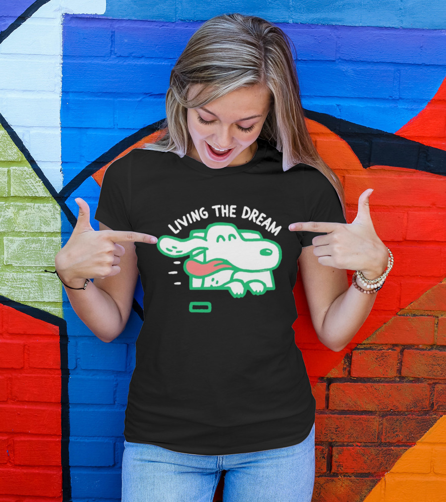 Living The Dream Dog Joyfully Enjoying Car Ride With Head Out The Window T-Shirt