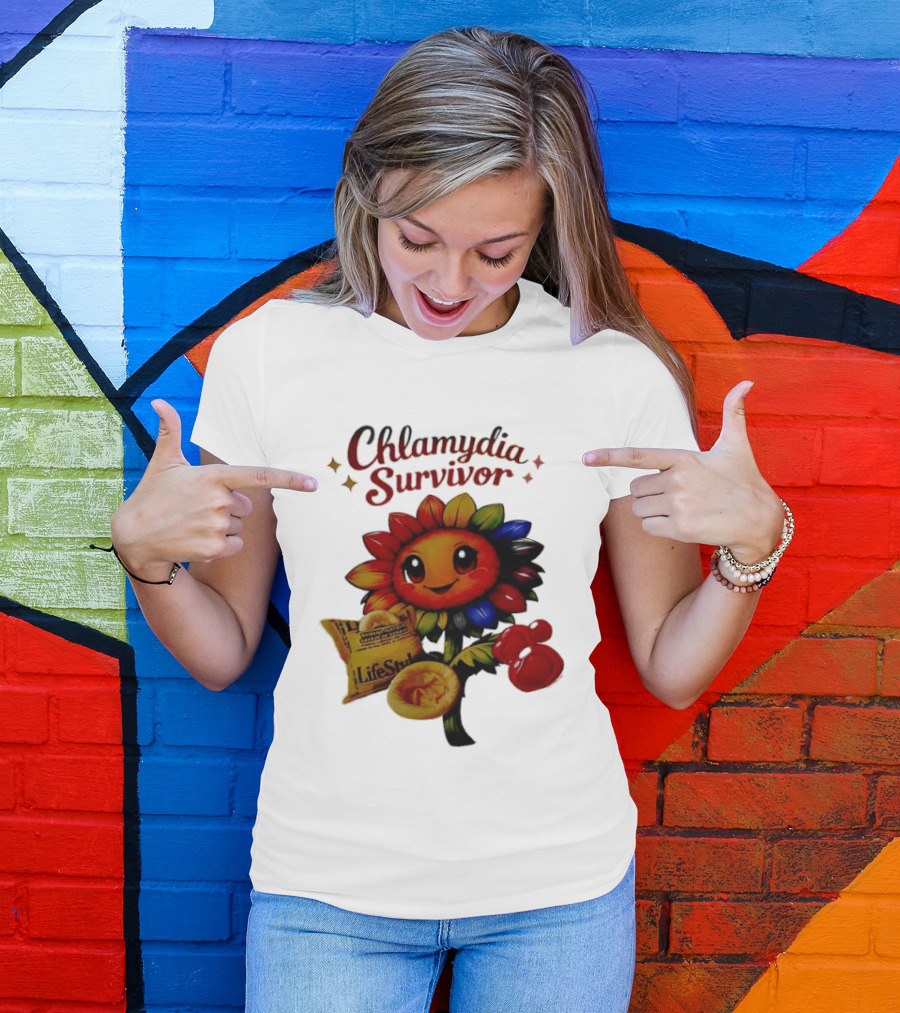 Chlamydia Survivor Rainbow Sunflower LifeStyles Condom Sexual Health Awareness STI STD T-Shirt